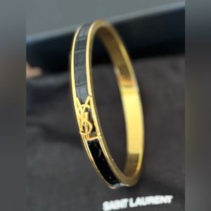 NWT!💥YSL💥OPYUM LEATHER LIZARD-EFFECT BANGLE BRACELET